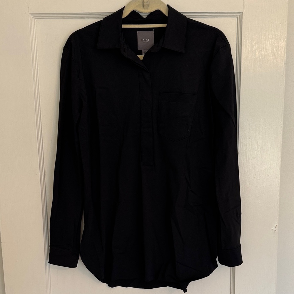 Lysse Black Long Sleeve Popover Blouse